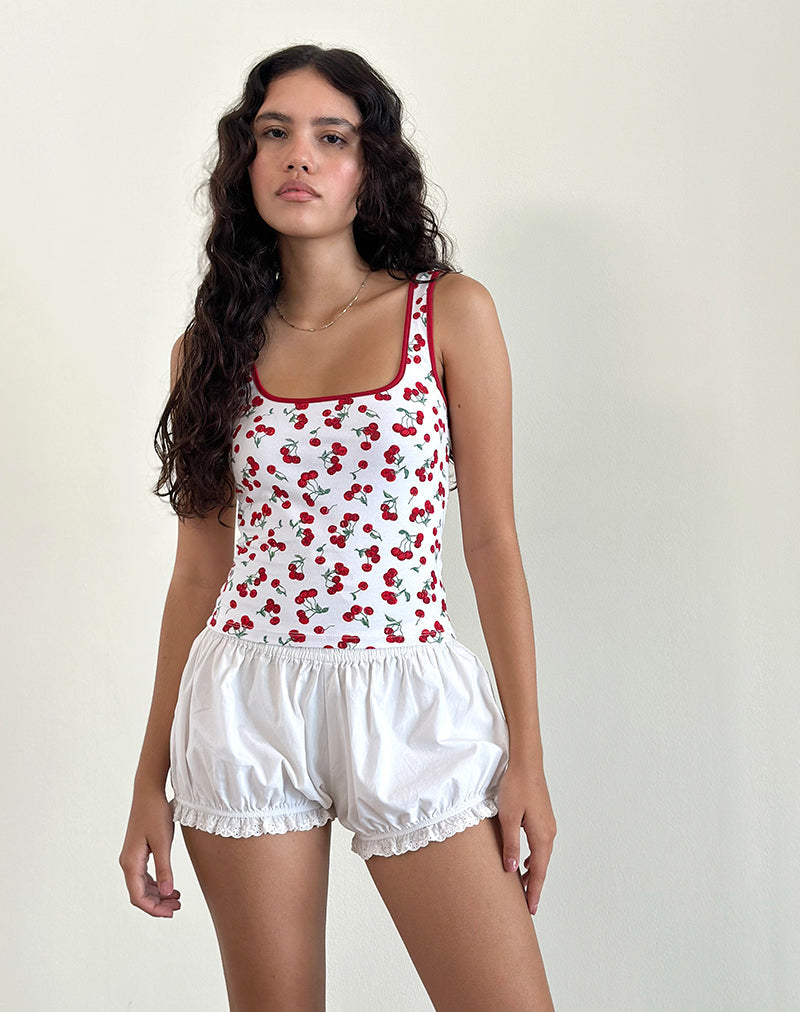 Cherry Print White Top | Blaira – motelrocks-com-aus