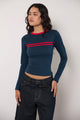 Image of Bonjita Top in Navy with Tango Red Binding