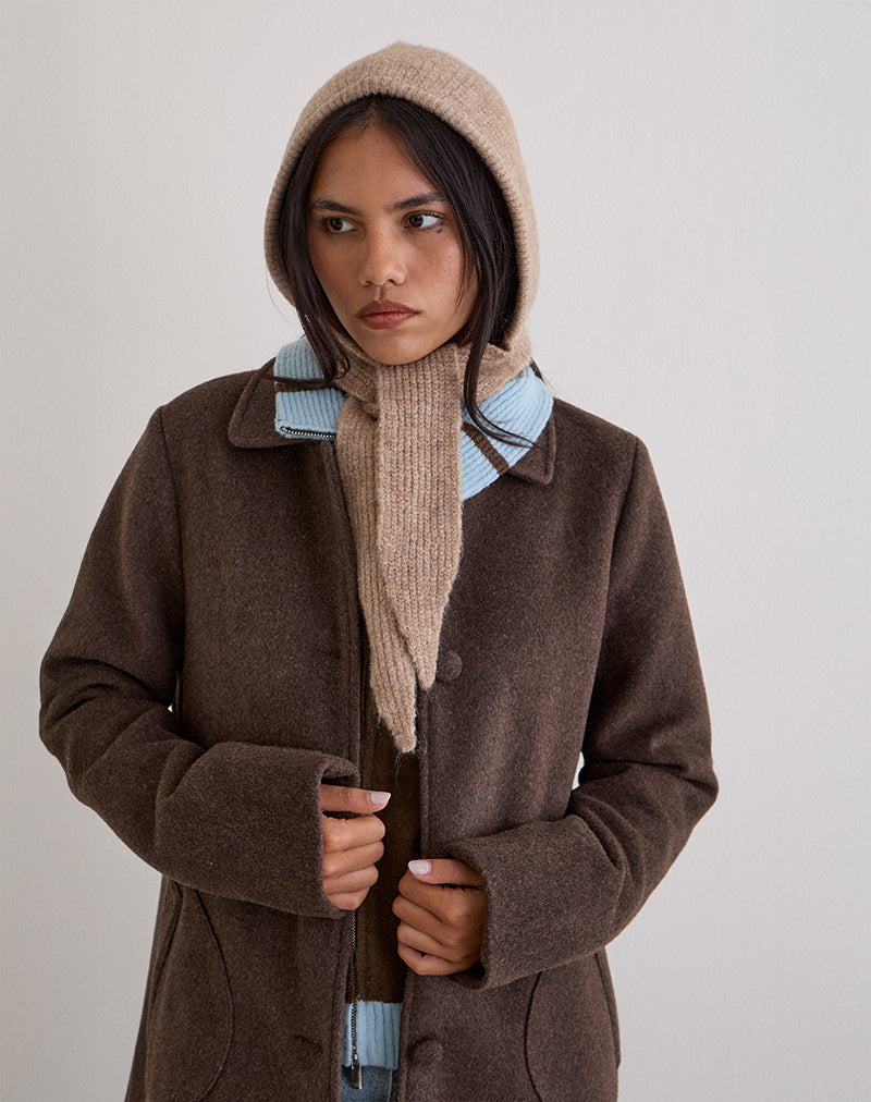 Bonnet Hat in Knit Beige