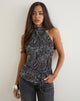Image of Brienne Top in Plisse Leopard Grey