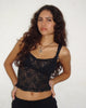 Image of Brietta Unlined Corset Top in Rose Lace Black