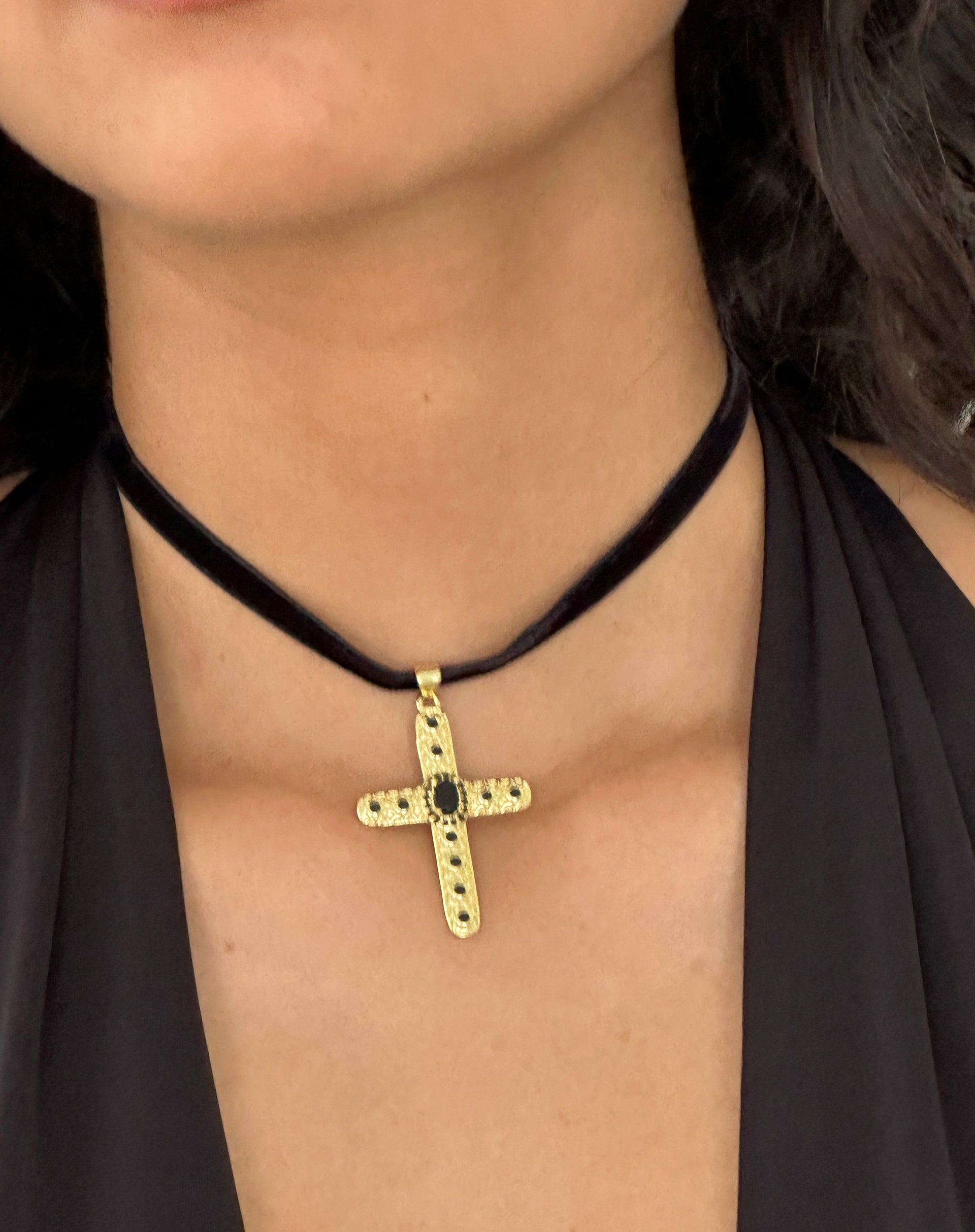 Image of Brooklyn Cross Choker Necklace by Gemini Jewels