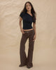 Image of Buckle Flare Trouser in Dark Brown