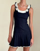 Image of Busari Frill Neck Mini Dress in Navy