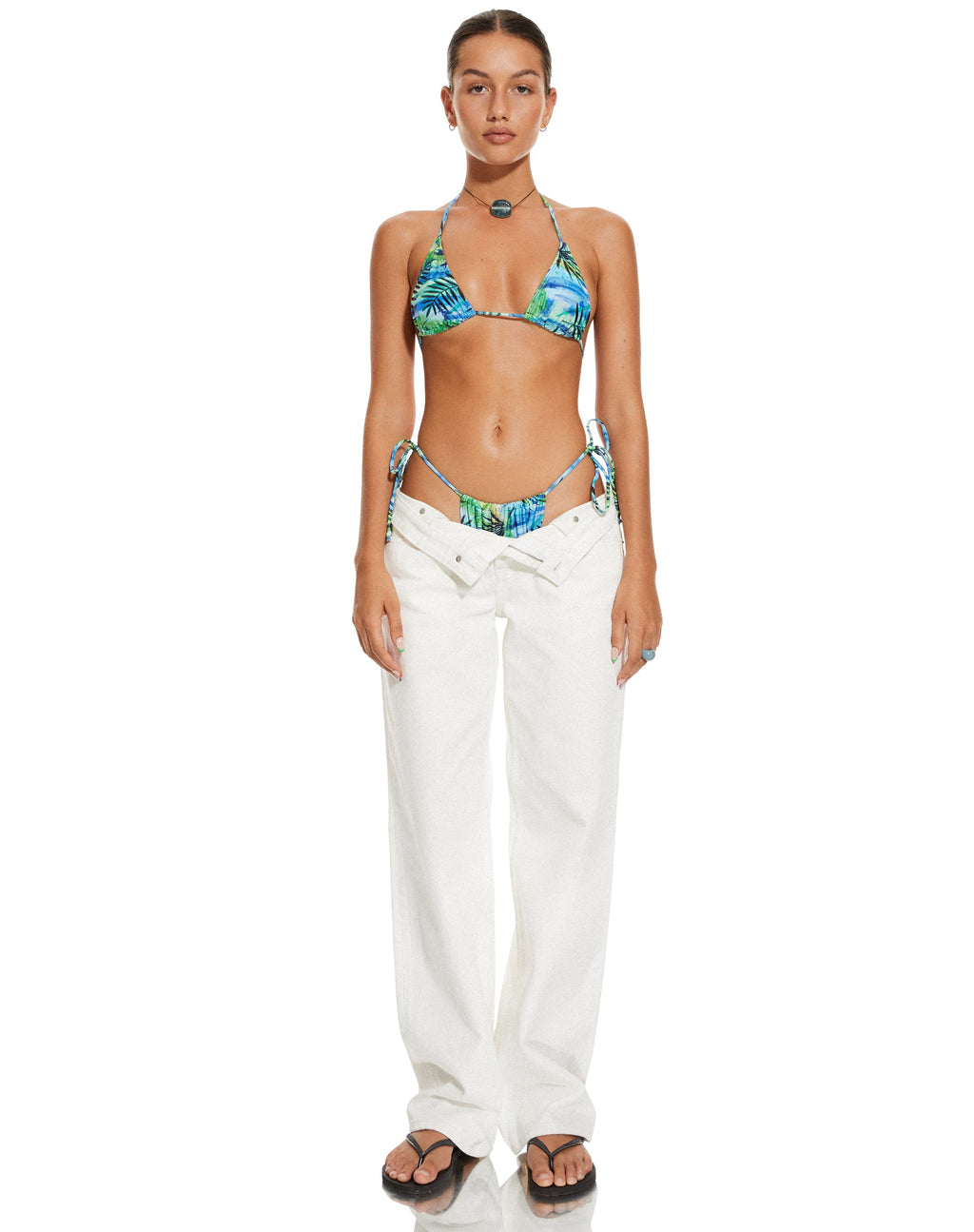 MOTEL X BARBARA Pami Bikini Top in Tropical Palm
