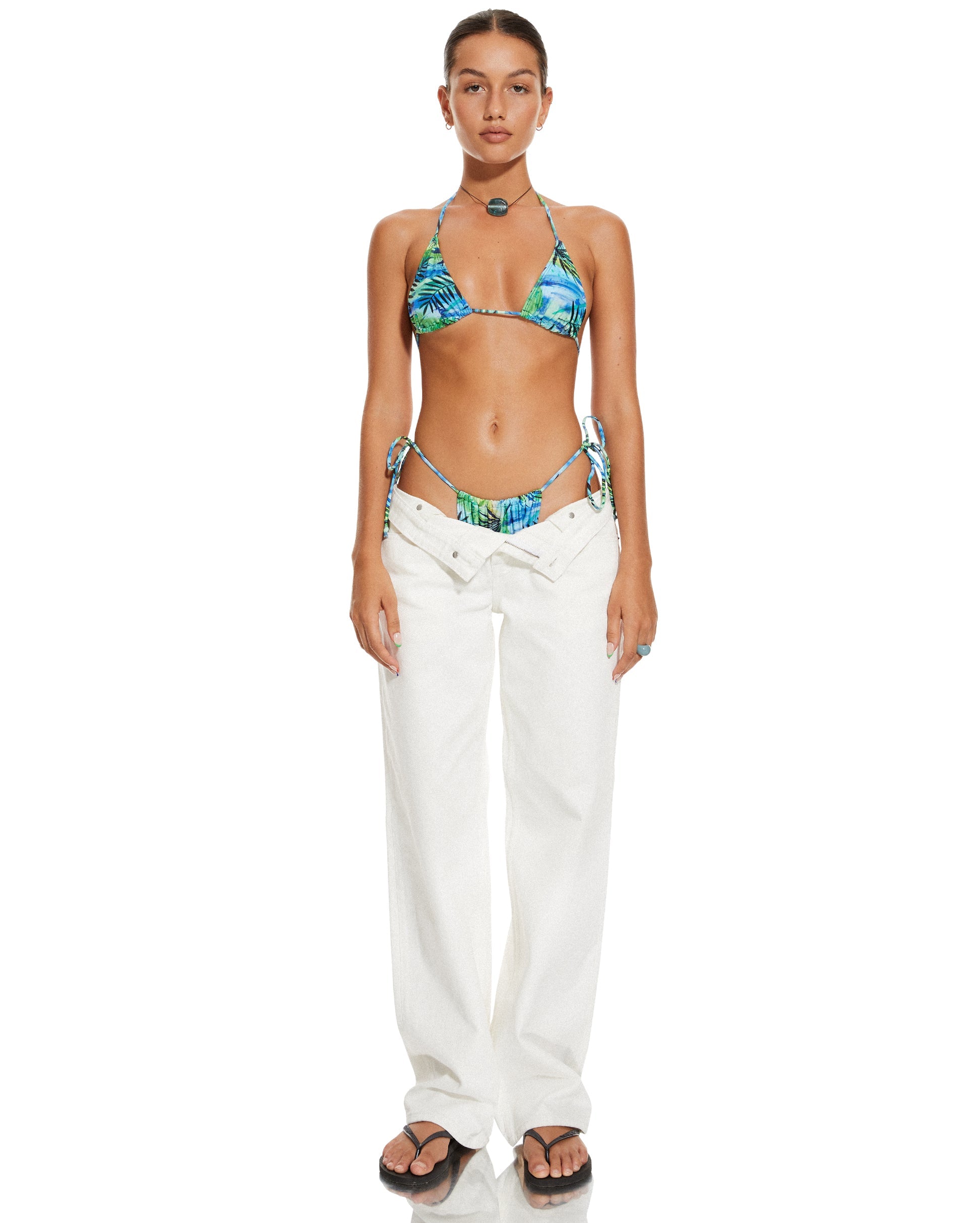 image of MOTEL X BARBARA Pami Bikini Top in Tropical Palm