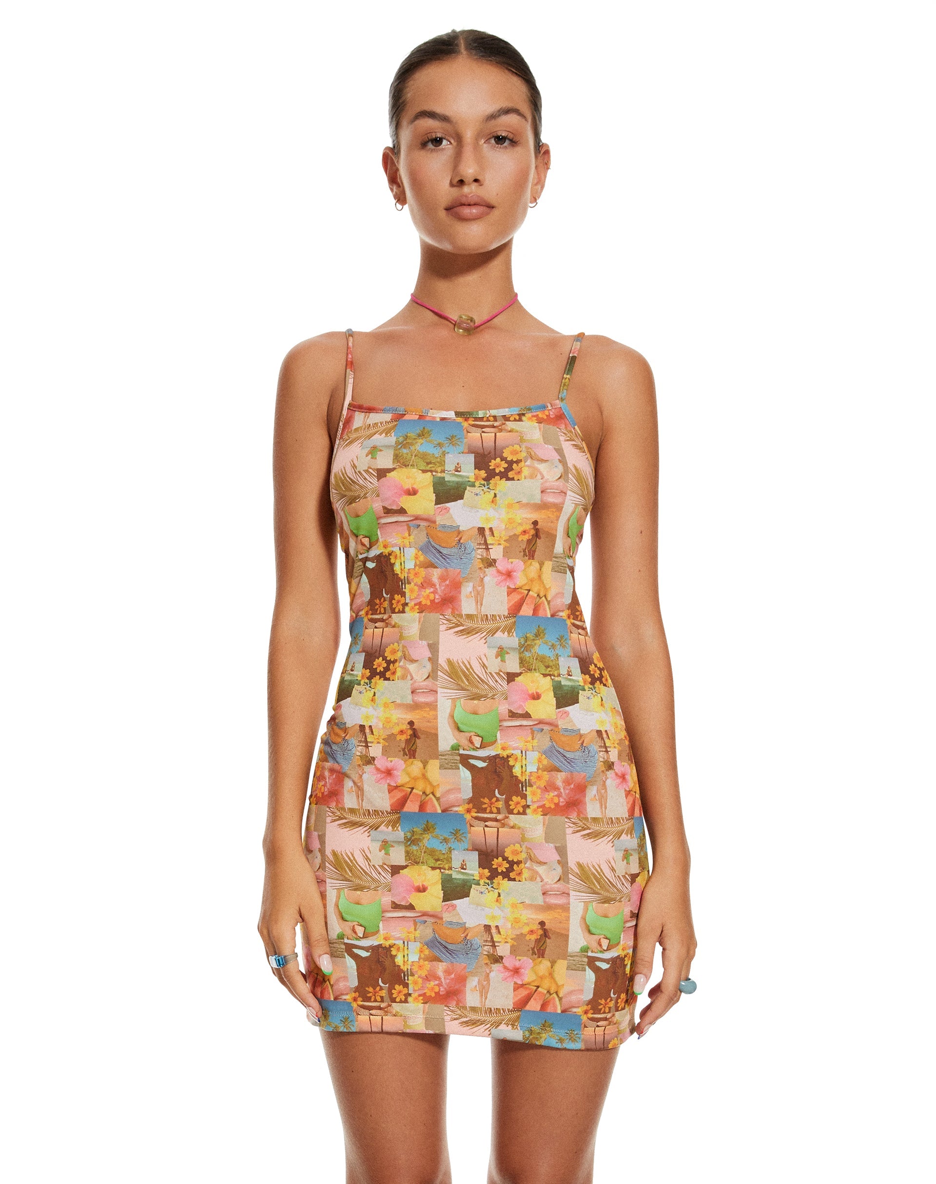 image of MOTEL X BARBARA Piper Mini Dress in 90s Tropical Collage