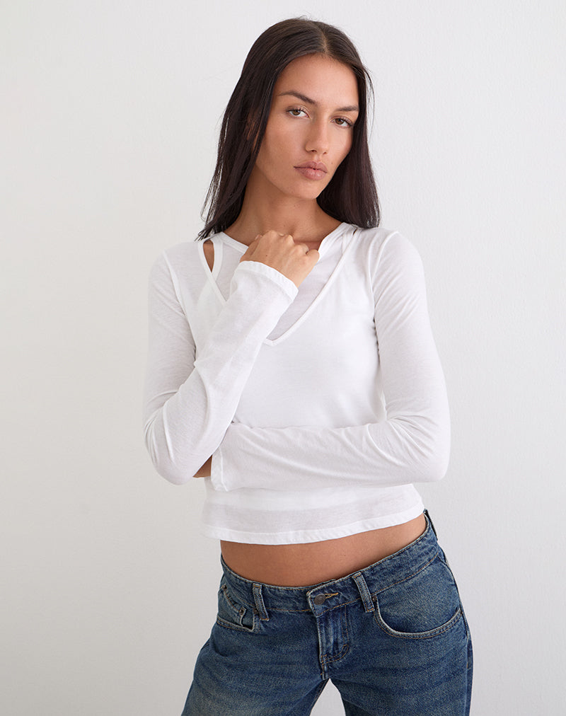 Image of Cak Long Sleeve Top in Tissue Jersey White