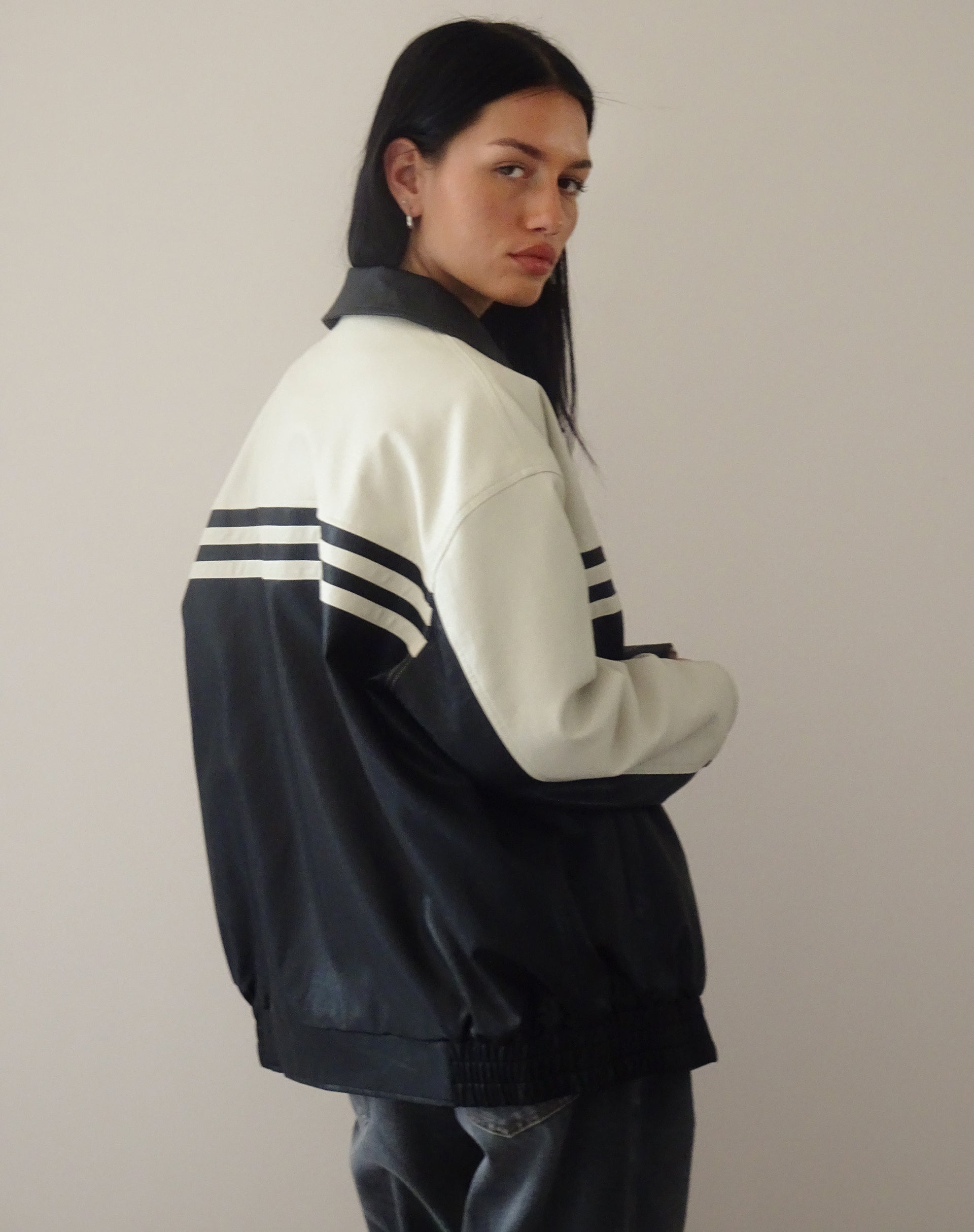 Image of Calista Jacket in PU Black with Ivory