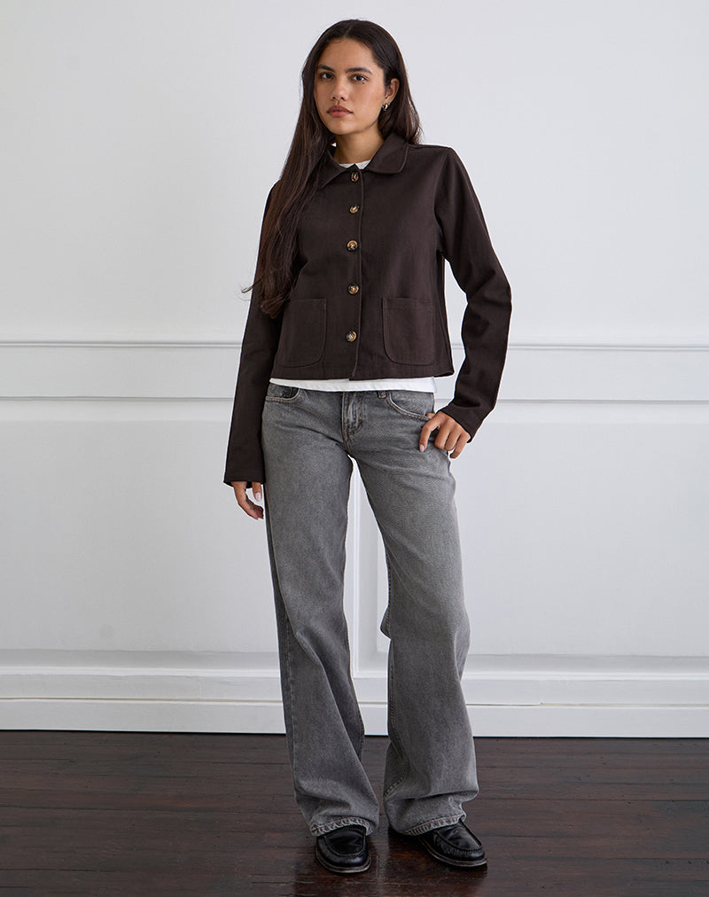 Calva Boxy Jacket in Chocolate Brown