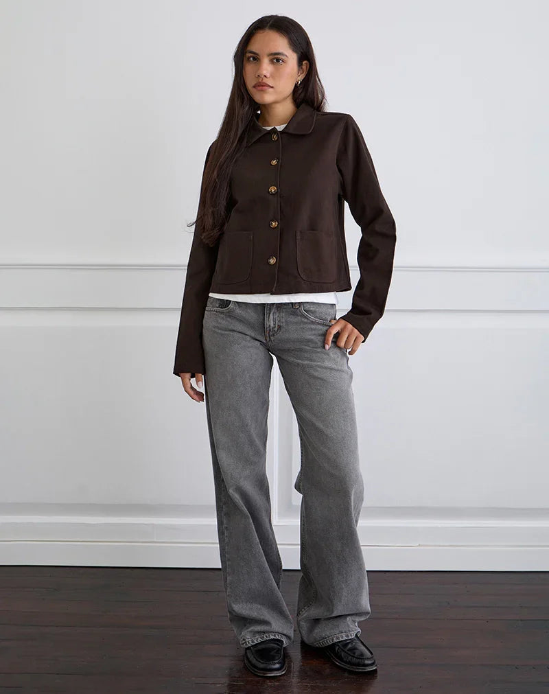 Calva Boxy Jacket in Chocolate Brown