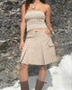 Image of Moirai Low Waist Pleated Cargo Mini Skirt in Stone