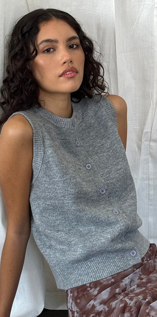 Image of Cancri Button Through Vest in Grey