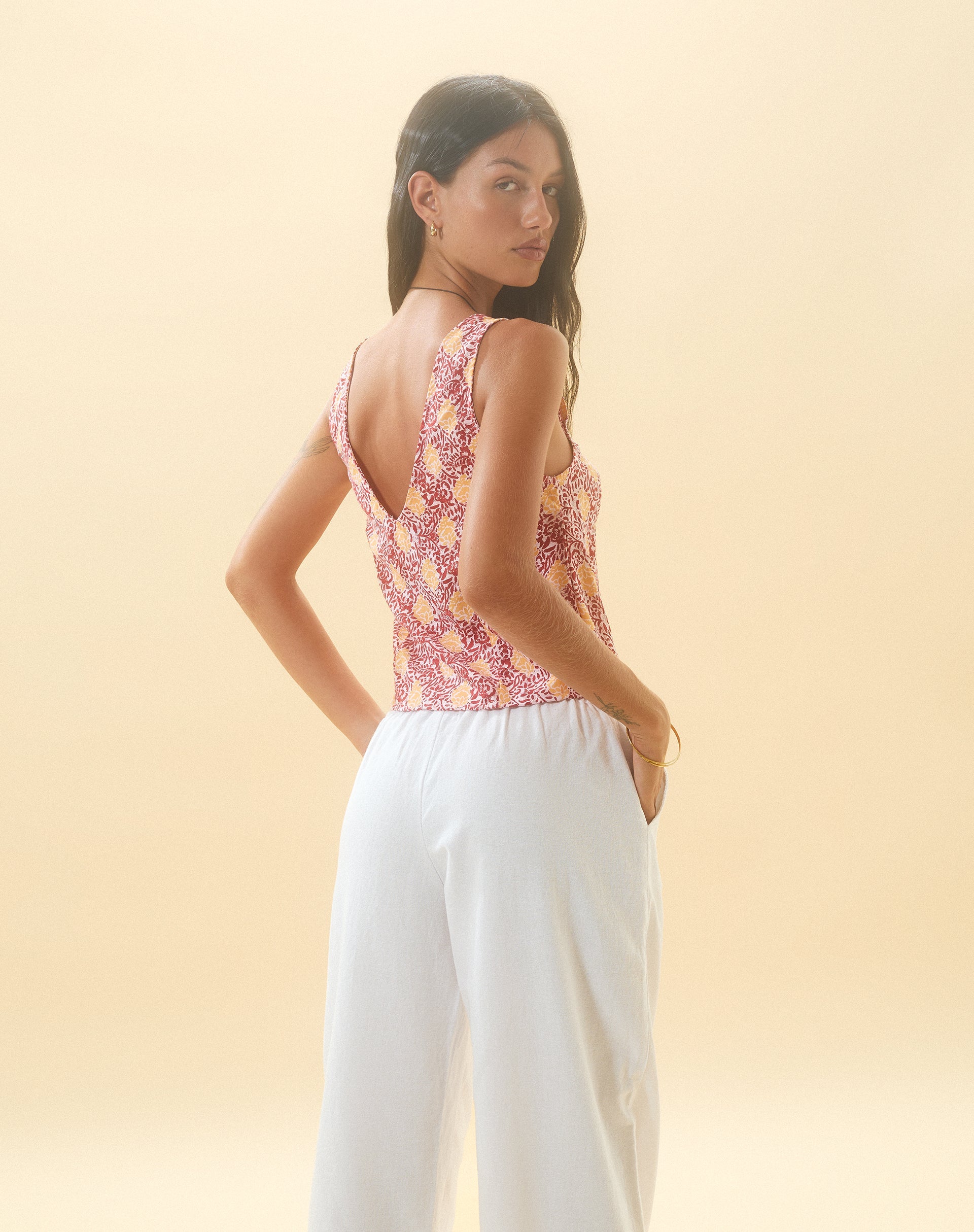 image of Cantika Top in Bohemian Batik Maroon Peach