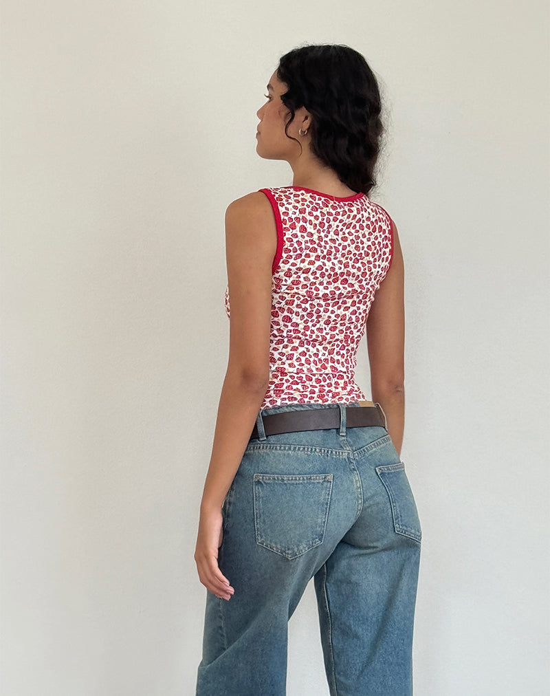 Image of Carili Vest Top in Strawberry 2023 Print