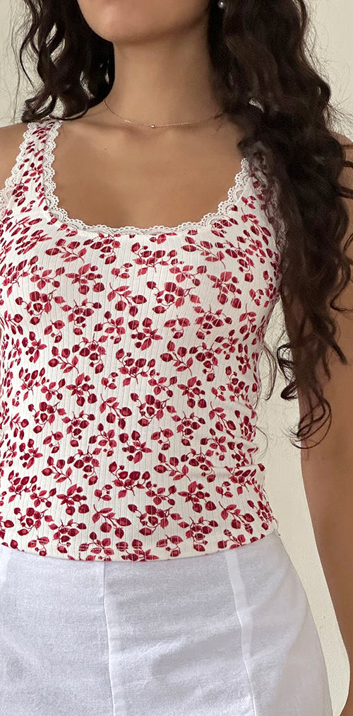 Image of Carillo Top in Summer Strawberry Off White