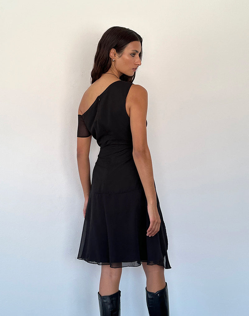 Black One Shoulder Chiffon Mini Dress | Carissa motelrocks-com-aus Black One Shoulder Chiffon Mini Dress | Carissa motelrocks-com-aus