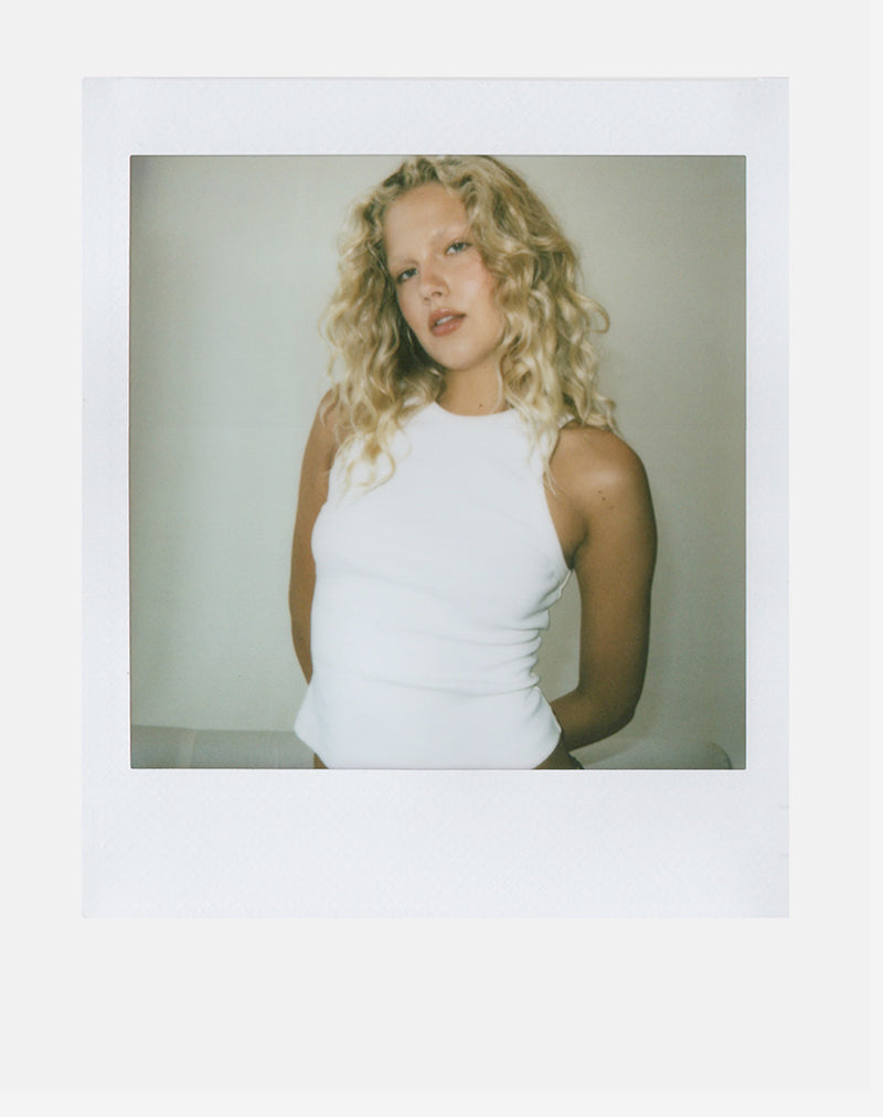 Image of Cariter Racer Vest Top in Ribbed White