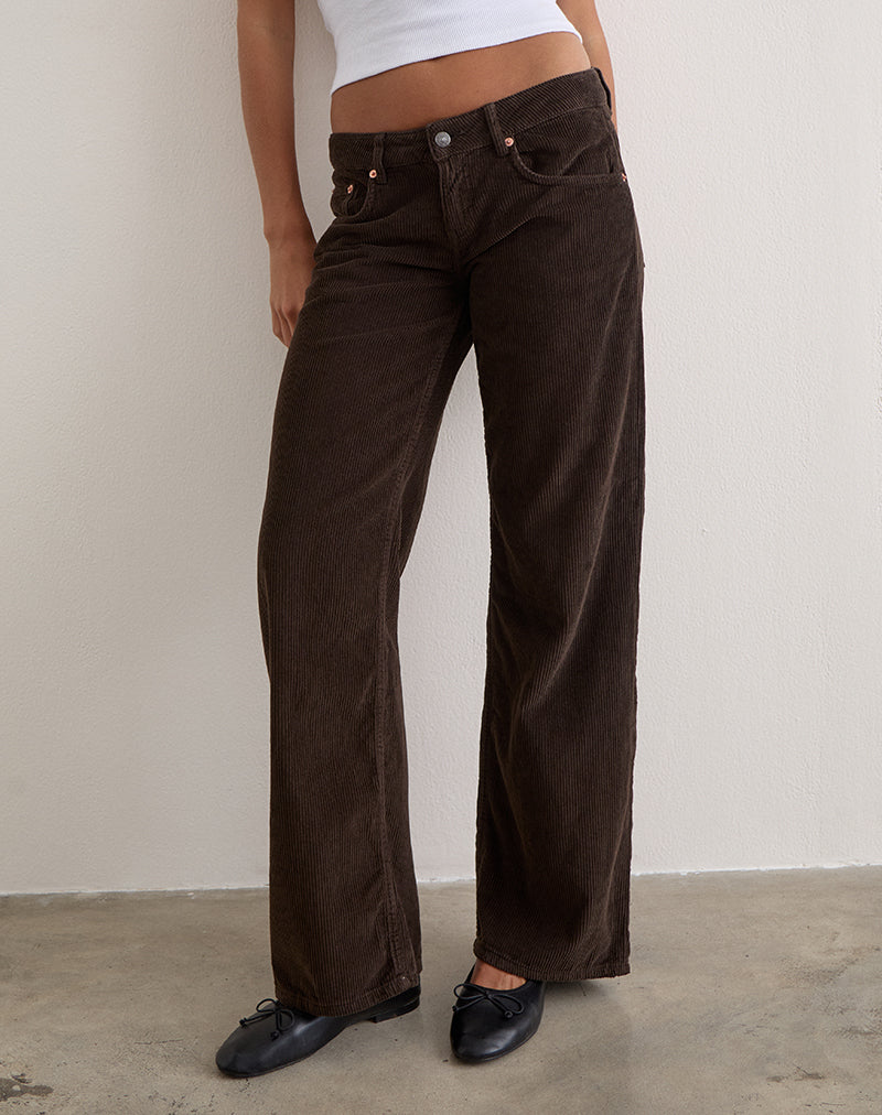 Image of Low Rise Parallel Trouser in Corduroy Chocolate Brown