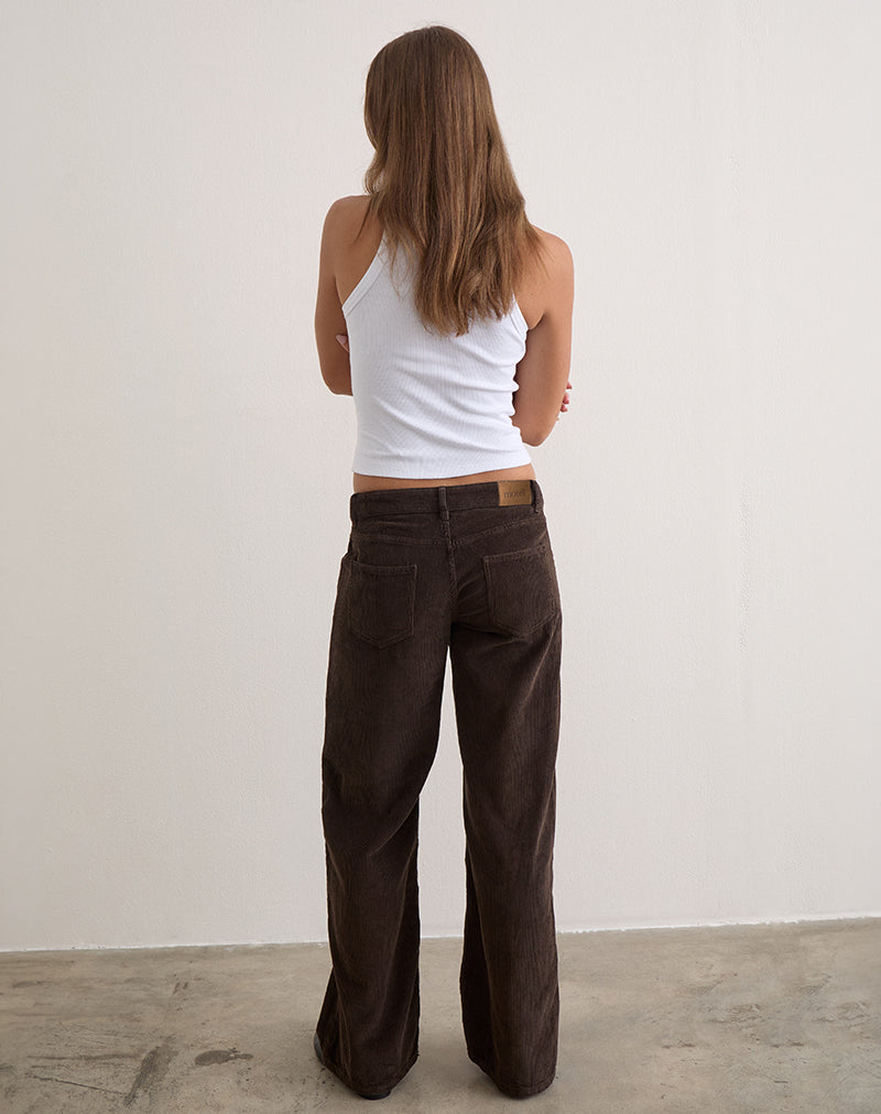 Image of Low Rise Parallel Trouser in Corduroy Chocolate Brown
