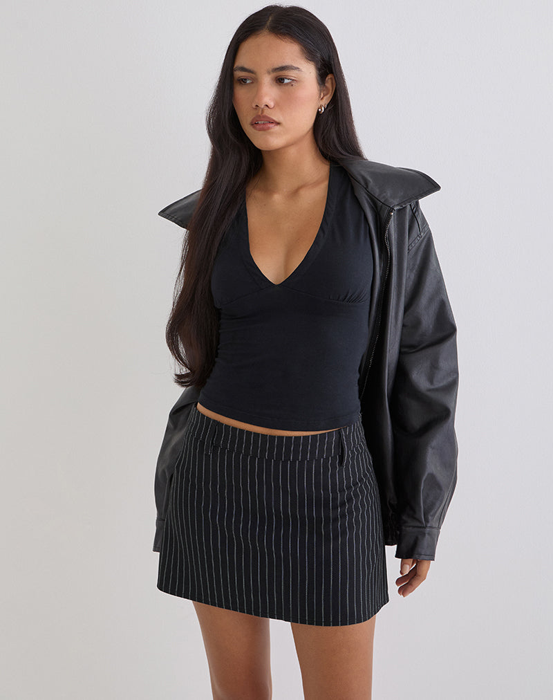 Image of Carlin Mini Skirt in Tailoring Pinstripe Black