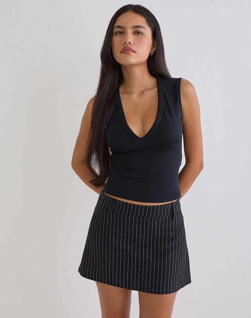 Image of Carlin Mini Skirt in Tailoring Pinstripe Black