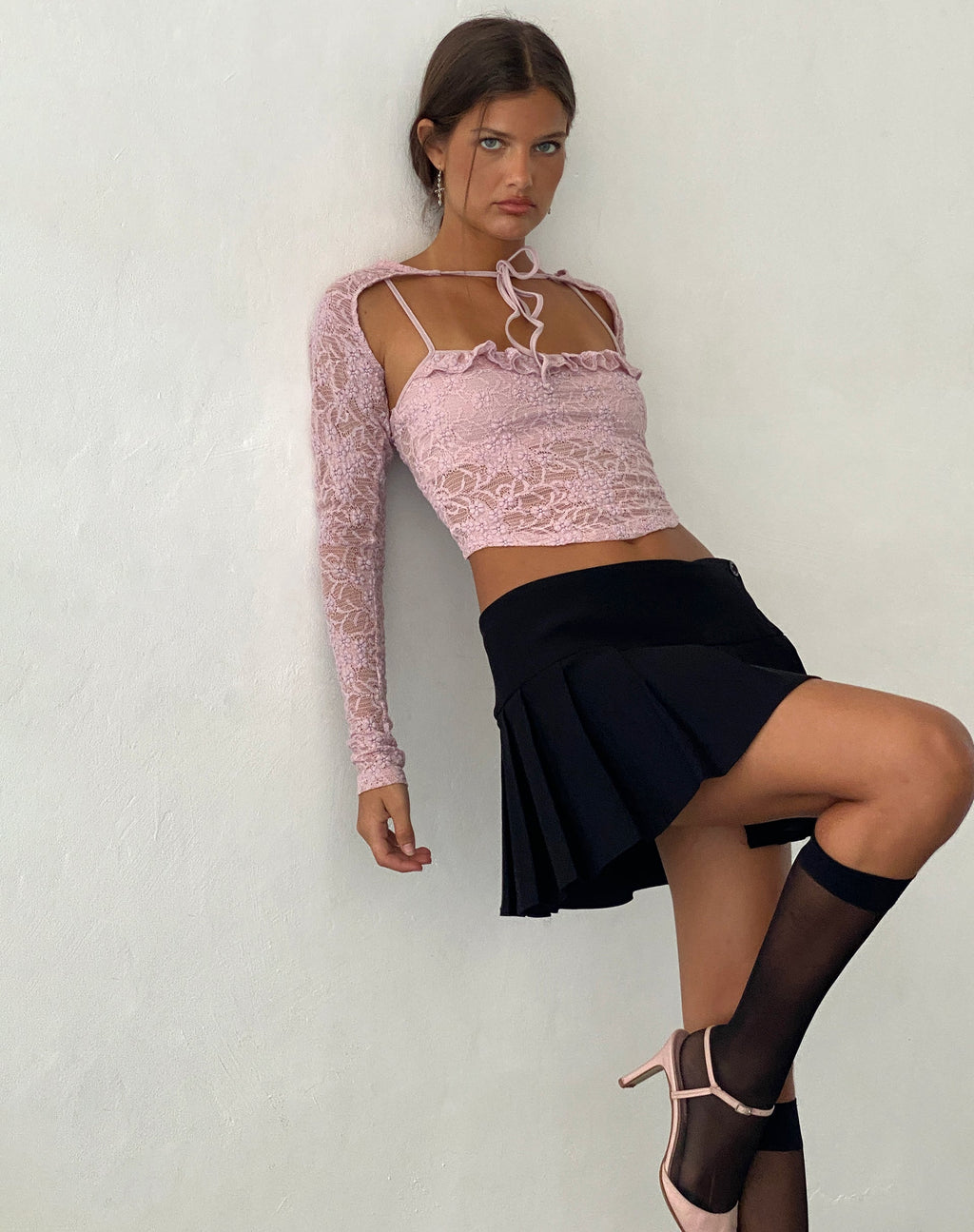 Carlina Cami and Shrug Set in Lace Pink
