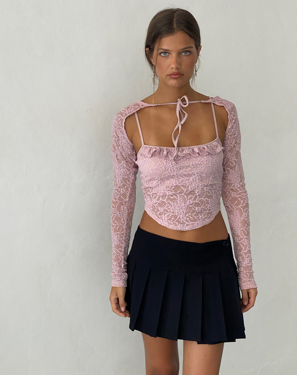 Carlina Cami and Shrug Set in Lace Pink
