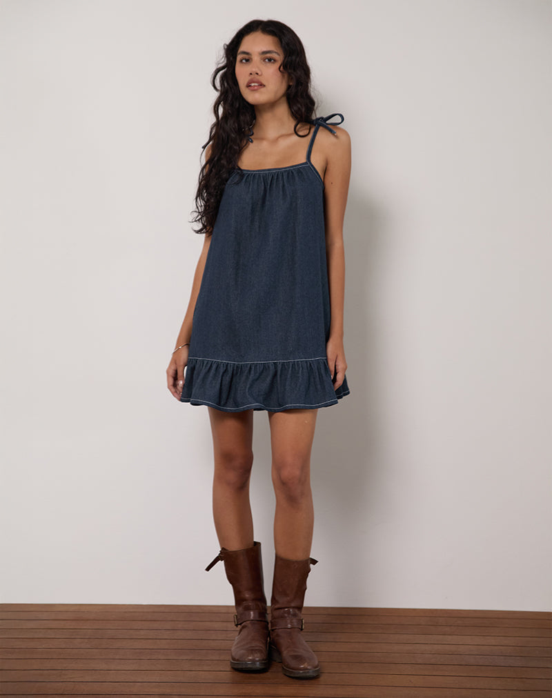 Image of Carlisle Mini Dress in Chambray Indigo