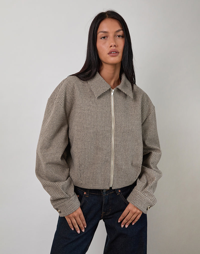 Carlo Cropped Jacket in Check Brown