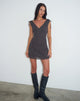 Image of Carmila Gathered Mini Dress in Minimal Flower Dark Grey