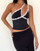 Image of Carolina One Shoulder Top in Black with Pink Lace