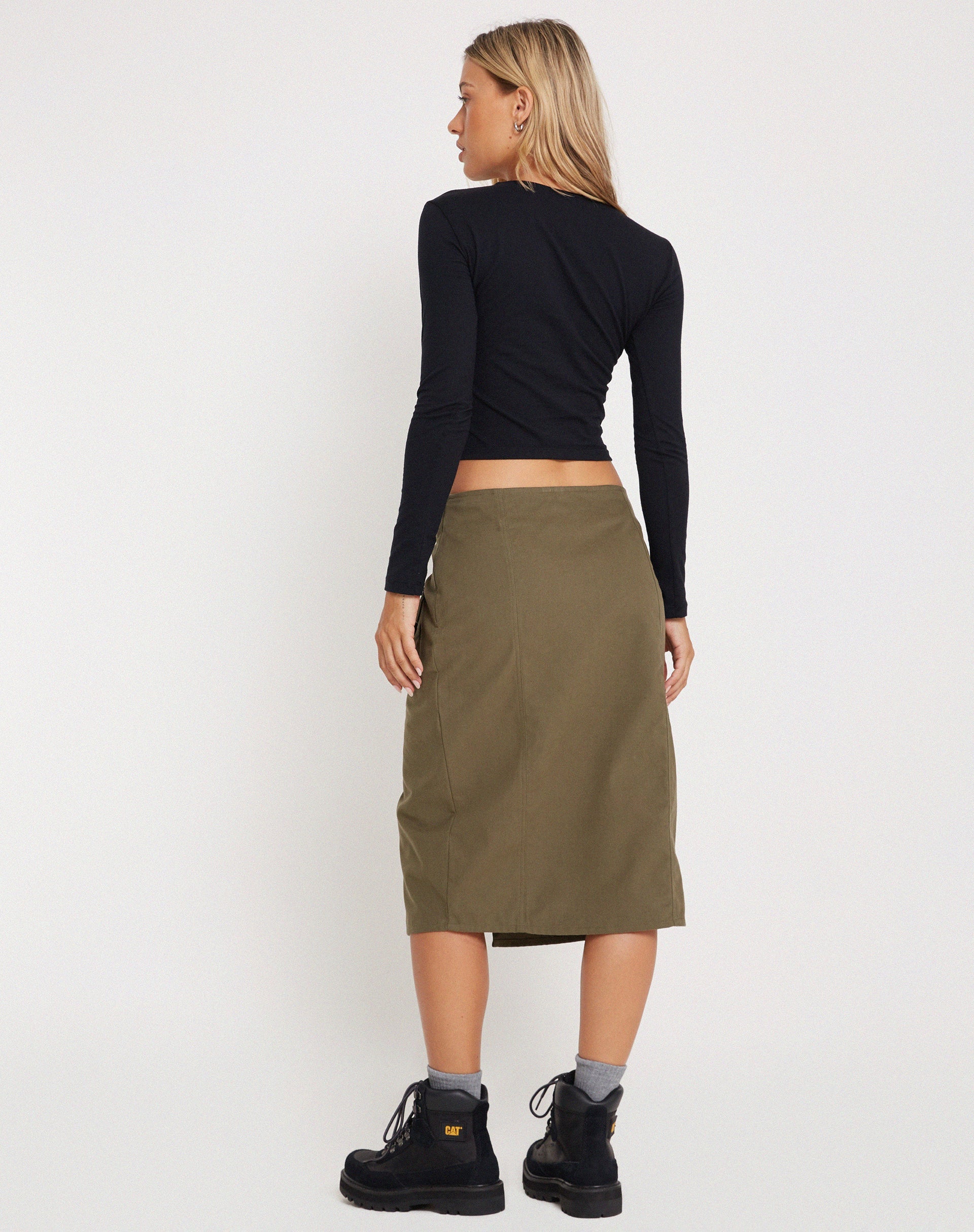 image of Catriona Midi Skirt in Military Khaki