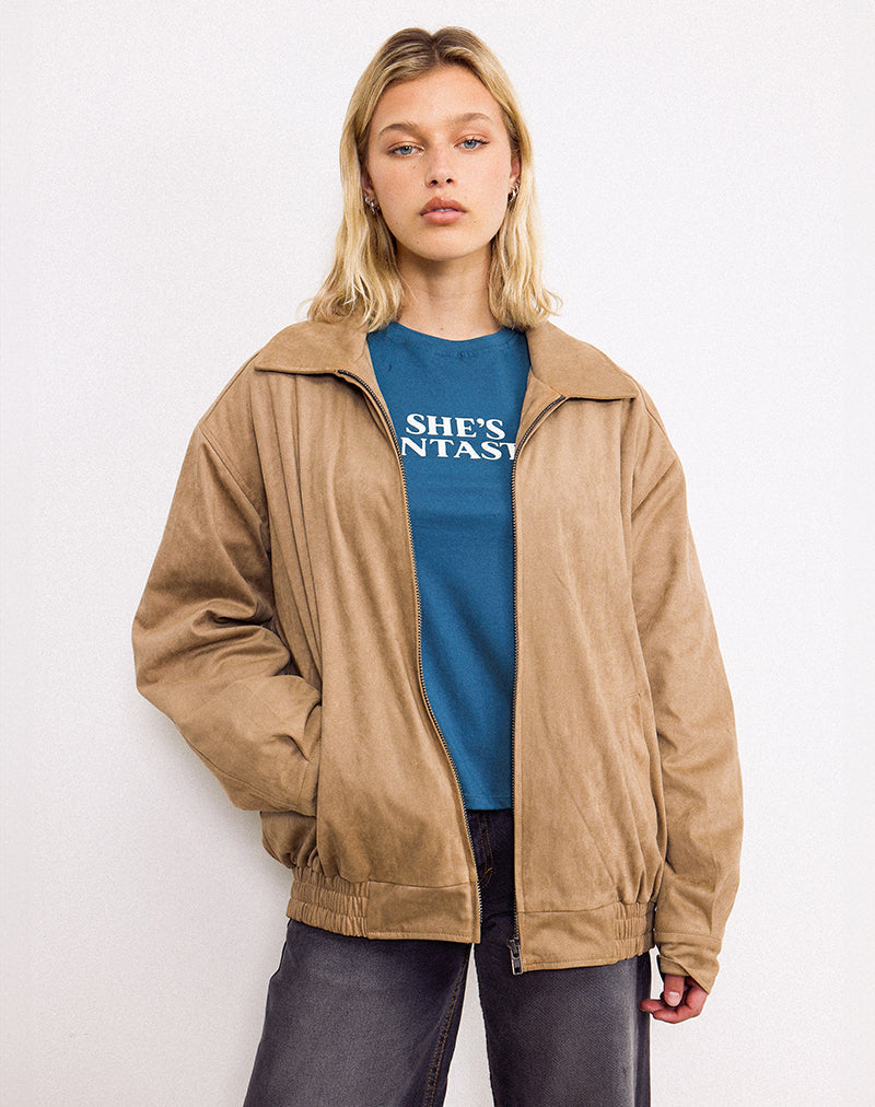 Image of Cavita Jacket in Faux Suede Tan