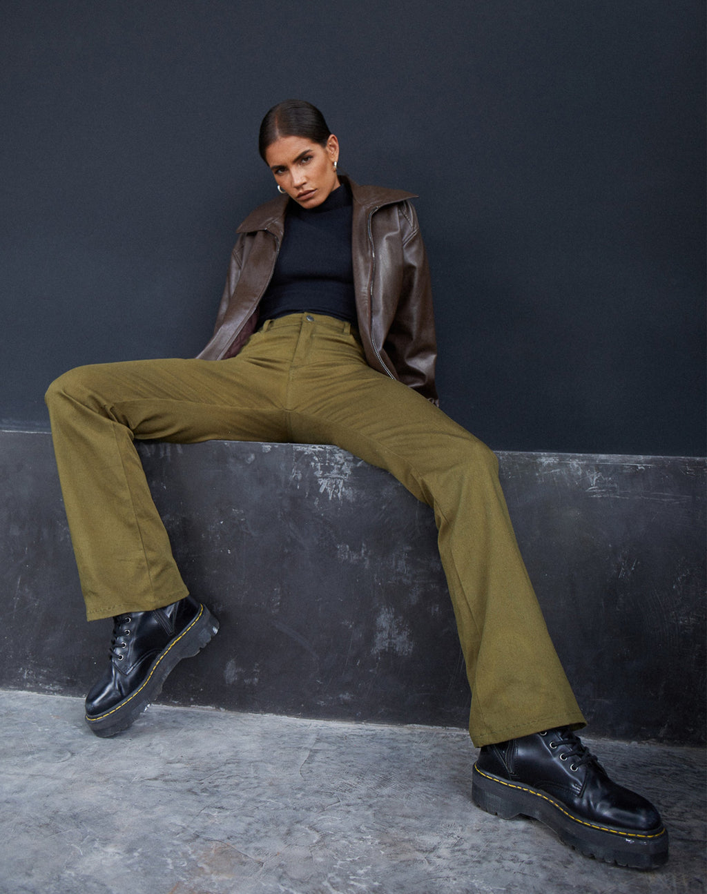 Jopan Trouser in Twill Dark Olive