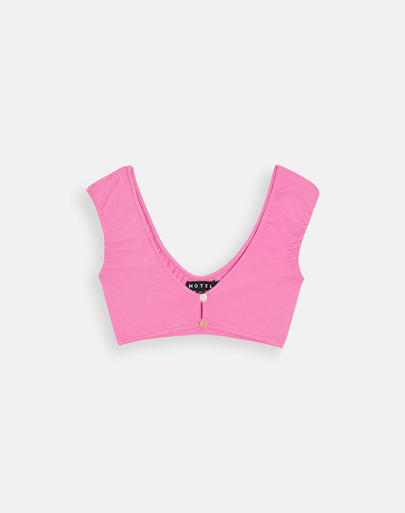 Image of Ceren Bolero Top in Deep Pink with Pearl Buttons