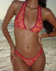 Image of Farida Bikini Bottoms in Floral Fun Orange with Contrast Binding