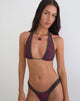 Image of Cerry Bikini Top in Abstract Zebra Burgundy with Green Binding