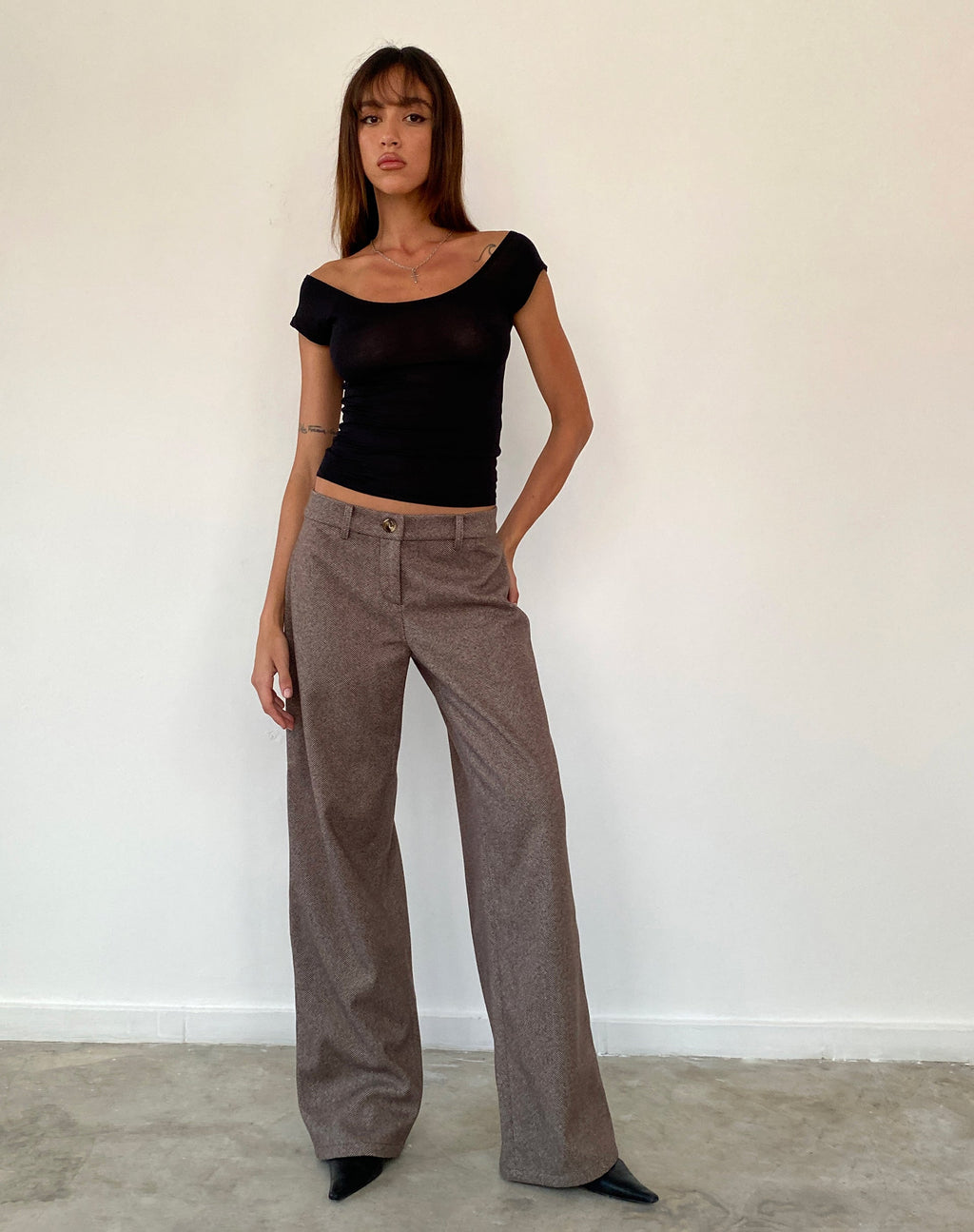 Effy Capri Trousers with Wrap Waistband in Mocca