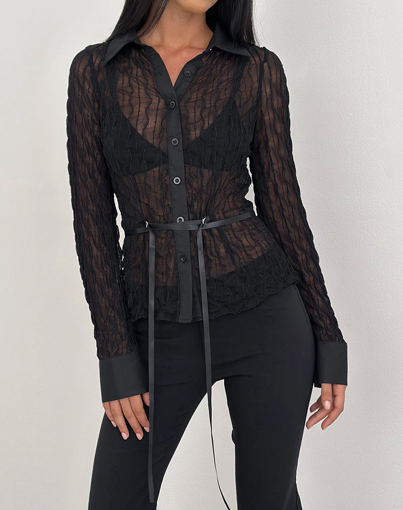 Image of Christabel Shirt in Textured Mesh Black