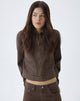 Image of Denim Cinch Jacket in Brown