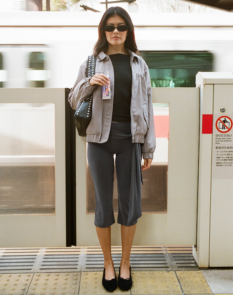 Effy Tie Side Cupro Capri in Dark Grey