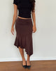 Image of Cinta Low Rise Midi Skirt in Chocolate