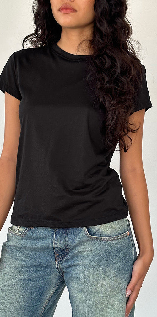Image of Clio Baggy Tee in Black Tissue Jersey