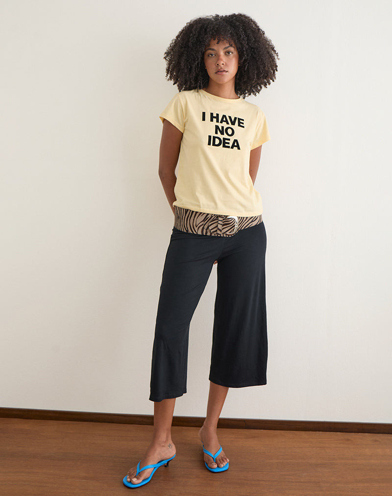 Image of Clio Baggy Tee in Lemon with 'I Have No Idea' Graphic