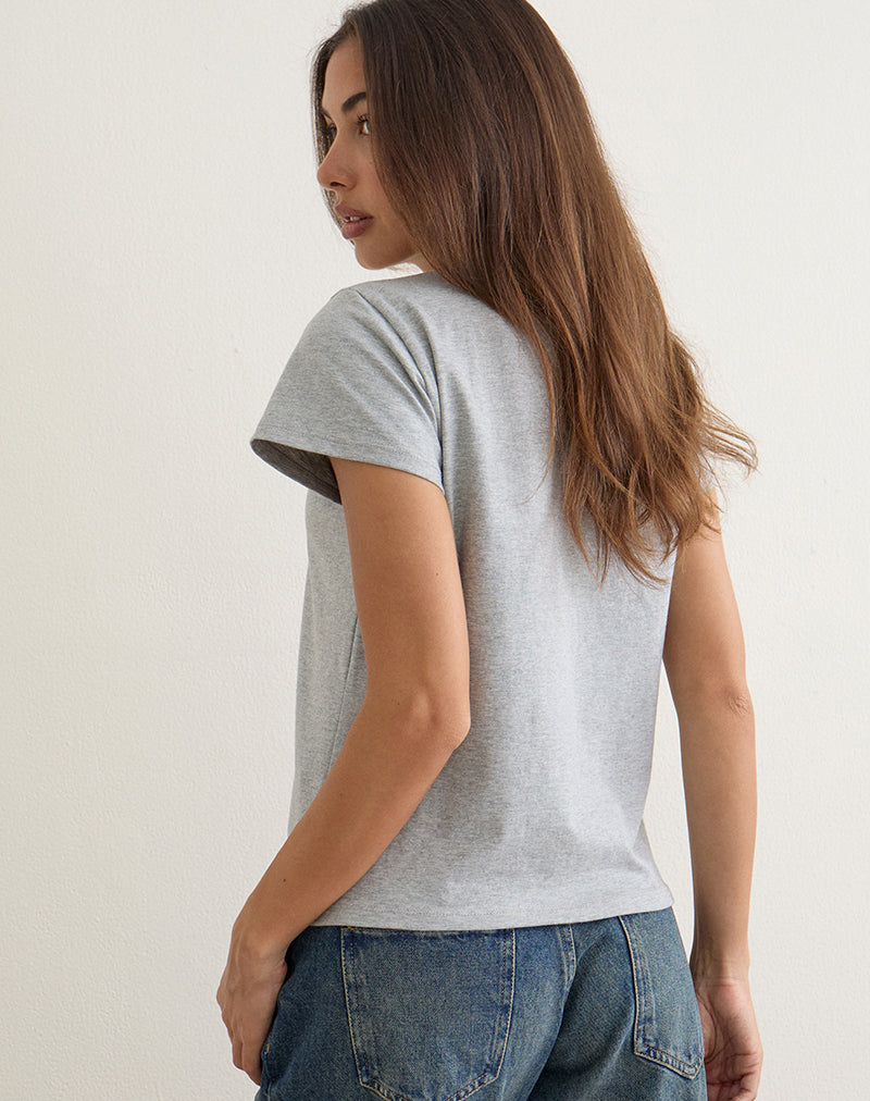 Image of Clio Baggy Tee in Grey Marl with 'Nepo Baby' Graphic