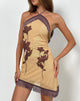 Image of Clooney Fringe Dress in Flower Yellow Brown