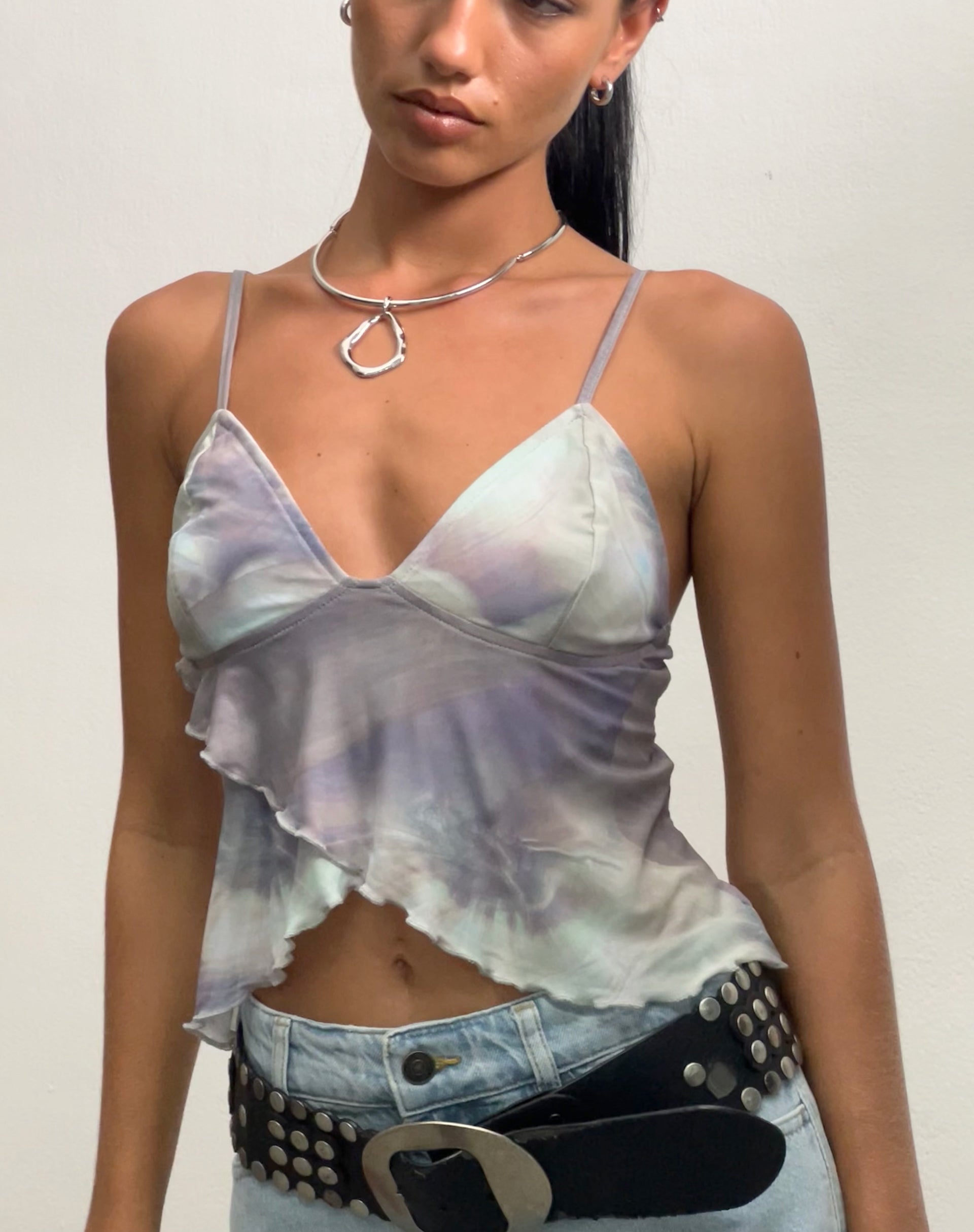 Image of Cojira Mesh Butterfly Top in Printed Pearly Shell