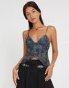 image of Cojira Mesh Butterfly Top in Tonal Blue Paisley