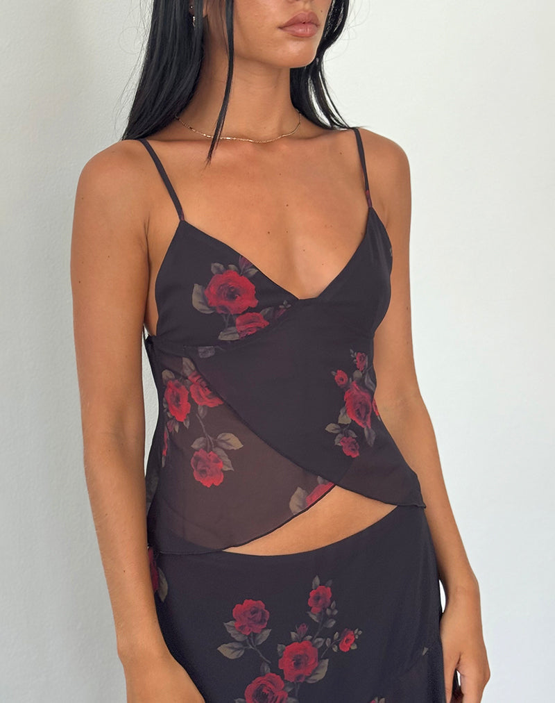 Image of Cojira Mesh Butterfly Top in Vintage Roses Black